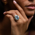Large Aquamarine, Diamond, and 18K Gold Ring