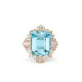 Large Aquamarine, Diamond, and 18K Gold Ring