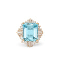 Large Aquamarine, Diamond, and 18K Gold Ring