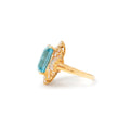 Large Aquamarine, Diamond, and 18K Gold Ring