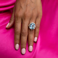 Large Aquamarine, Diamond, and 18K Gold Ring