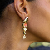 Multi-Stone and 18K Gold Fish Earrings