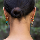 Multi-Stone and 18K Gold Fish Earrings