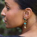 Multi-Stone and 18K Gold Fish Earrings
