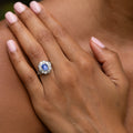 Edwardian Sapphire, Diamond, and Platinum Cluster Ring