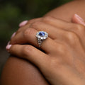 Edwardian Sapphire, Diamond, and Platinum Cluster Ring
