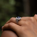 Edwardian Sapphire, Diamond, and Platinum Cluster Ring
