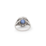 Edwardian Sapphire, Diamond, and Platinum Cluster Ring