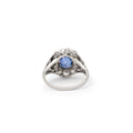 Edwardian Sapphire, Diamond, and Platinum Cluster Ring