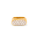 Sculptural 1960s Diamond Pave and 18K Fluted Gold Ring