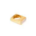 Sculptural 1960s Diamond Pave and 18K Fluted Gold Ring