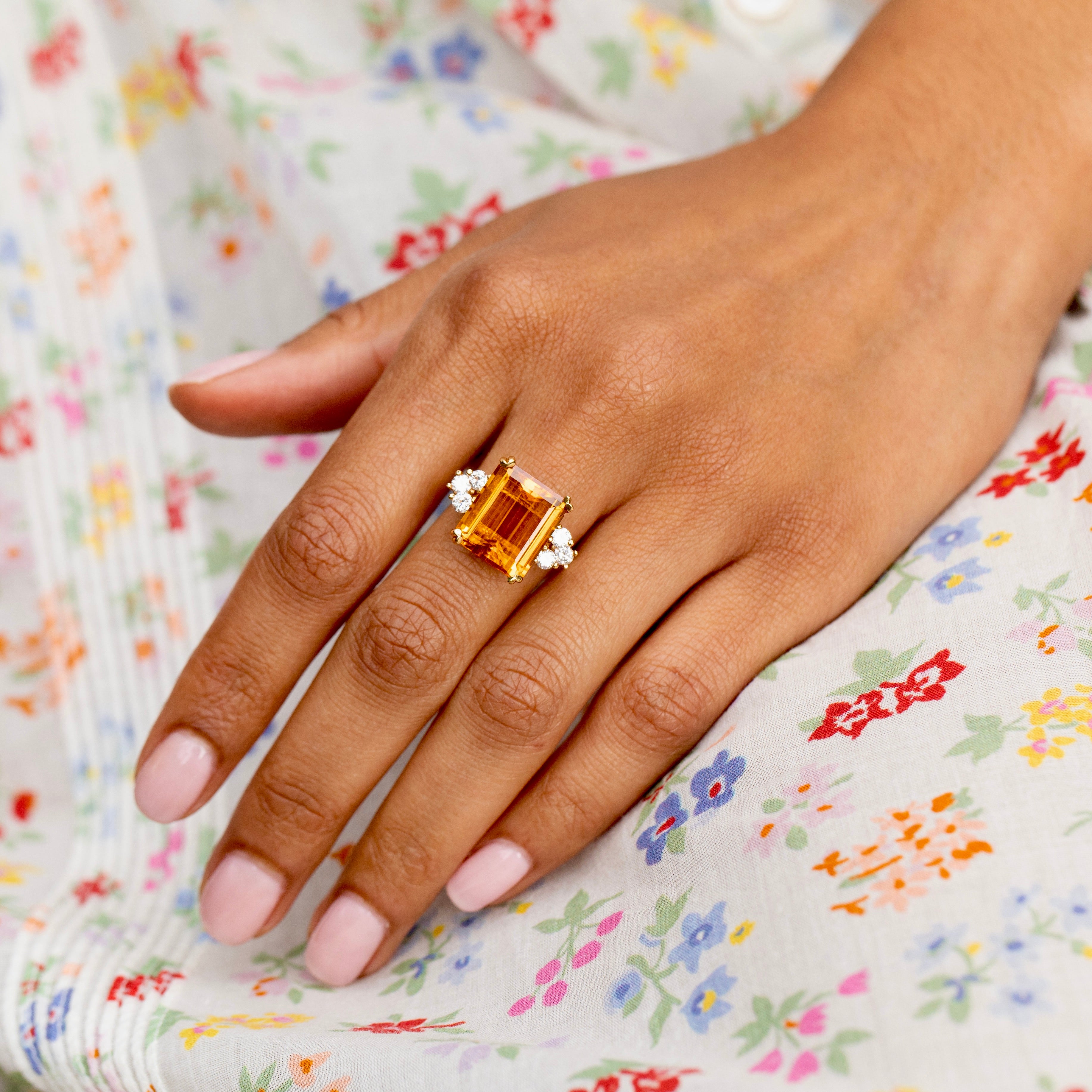 Citrine, Diamond, and 18K Gold Cocktail Ring