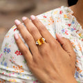 Citrine, Diamond, and 18K Gold Cocktail Ring