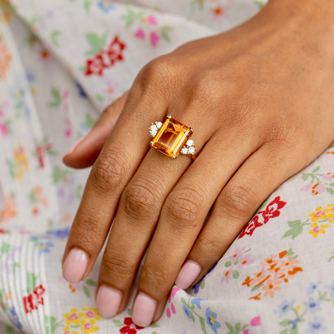 Citrine, Diamond, and 18K Gold Cocktail Ring