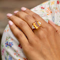 Citrine, Diamond, and 18K Gold Cocktail Ring