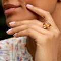 Citrine, Diamond, and 18K Gold Cocktail Ring