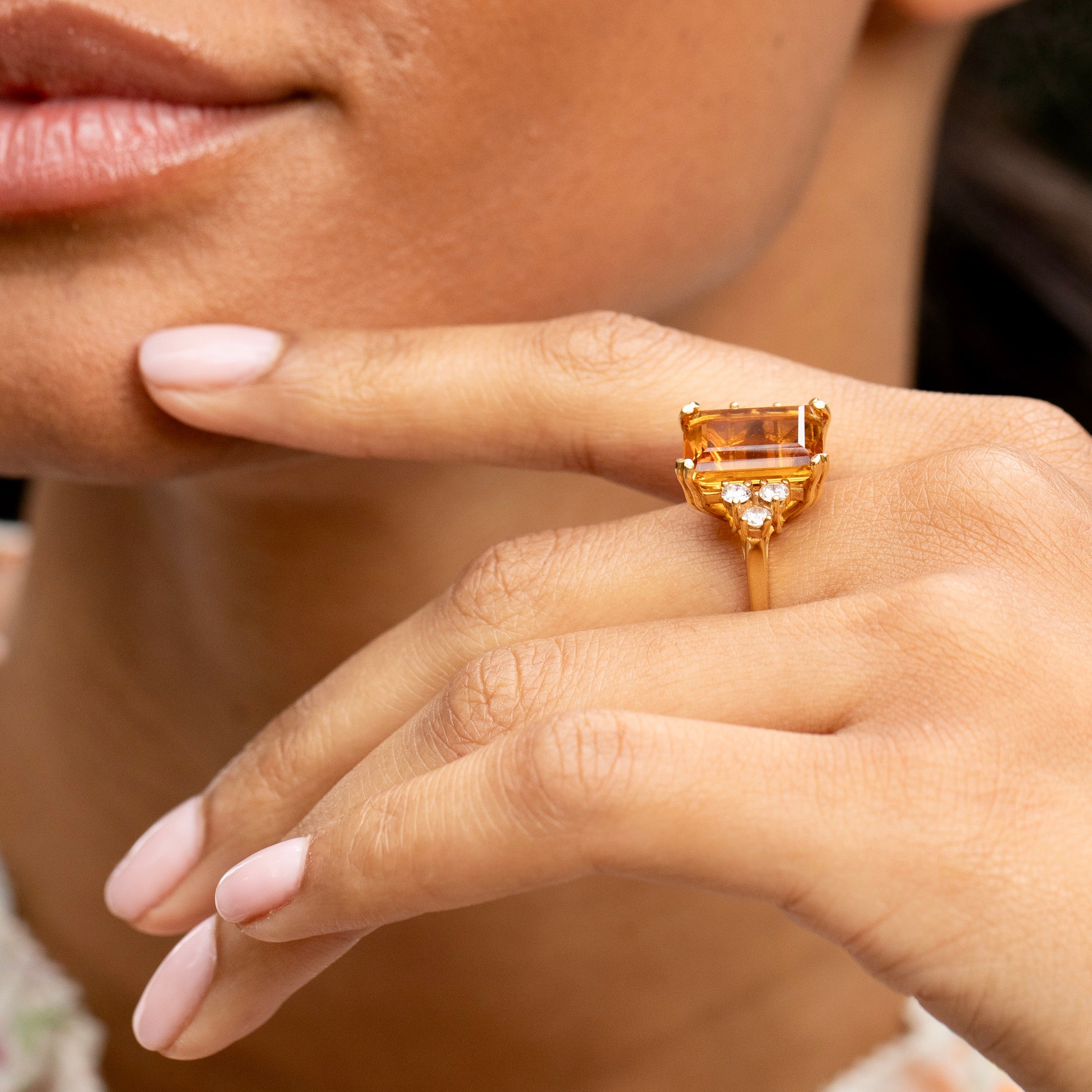 Citrine, Diamond, and 18K Gold Cocktail Ring