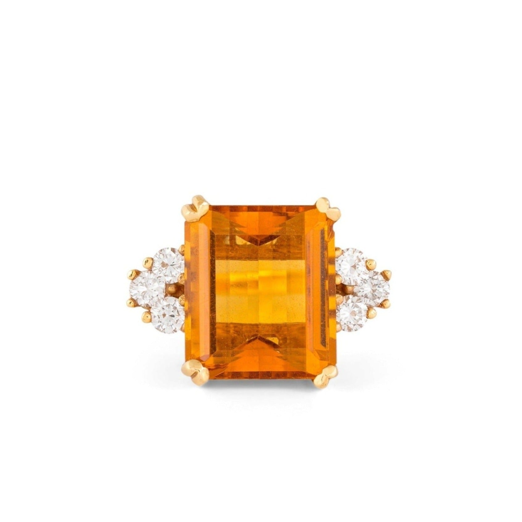 Citrine, Diamond, and 18K Gold Cocktail Ring