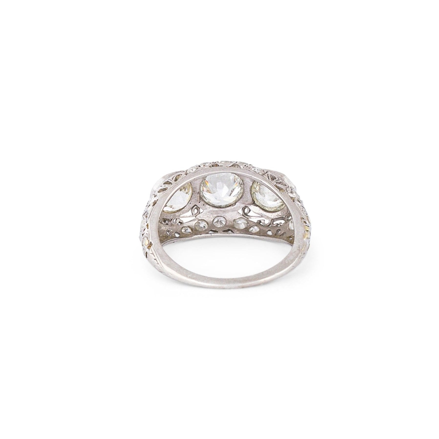 Art Deco 3-Stone Diamond and Platinum Ring