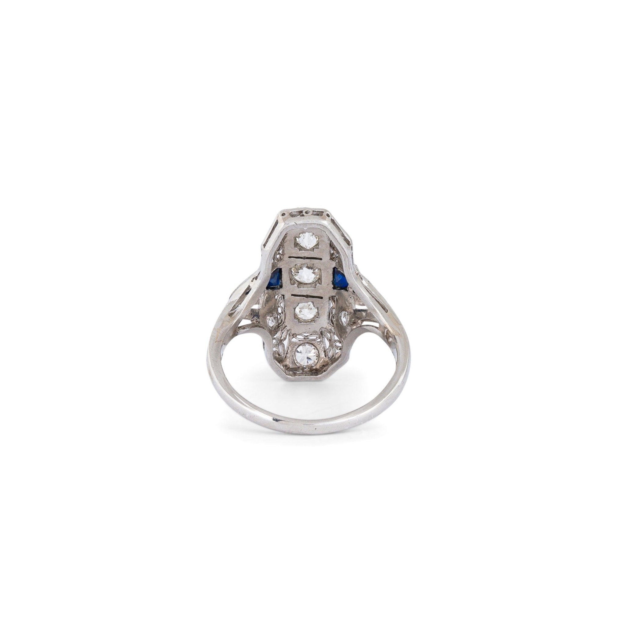 Art Deco Diamond, Sapphire, And Platinum Ring