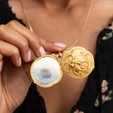 French Art Nouveau 18K Gold and Diamond Sliding Locket Necklace