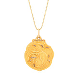 French Art Nouveau 18K Gold and Diamond Sliding Locket Necklace