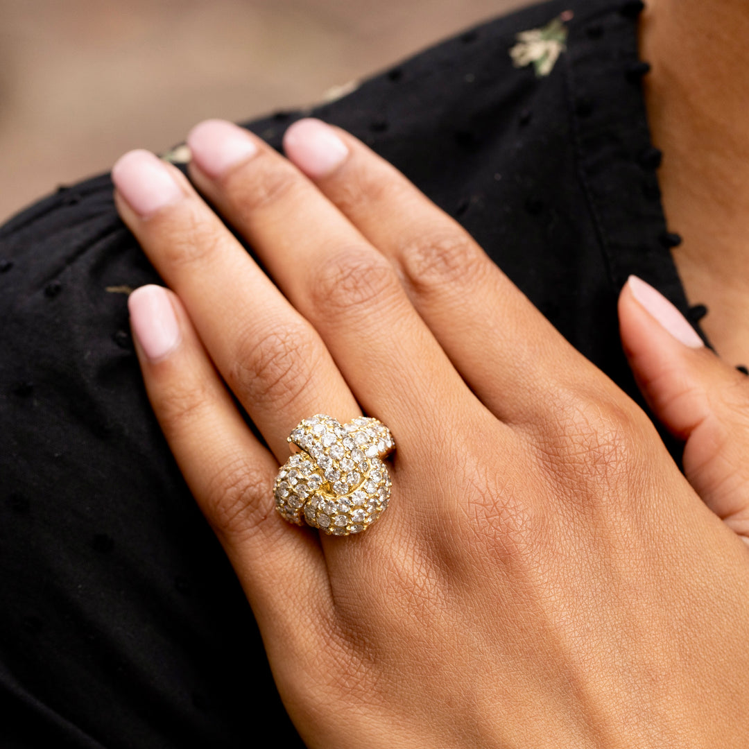 Diamond and 18K Gold Knot Cocktail Ring