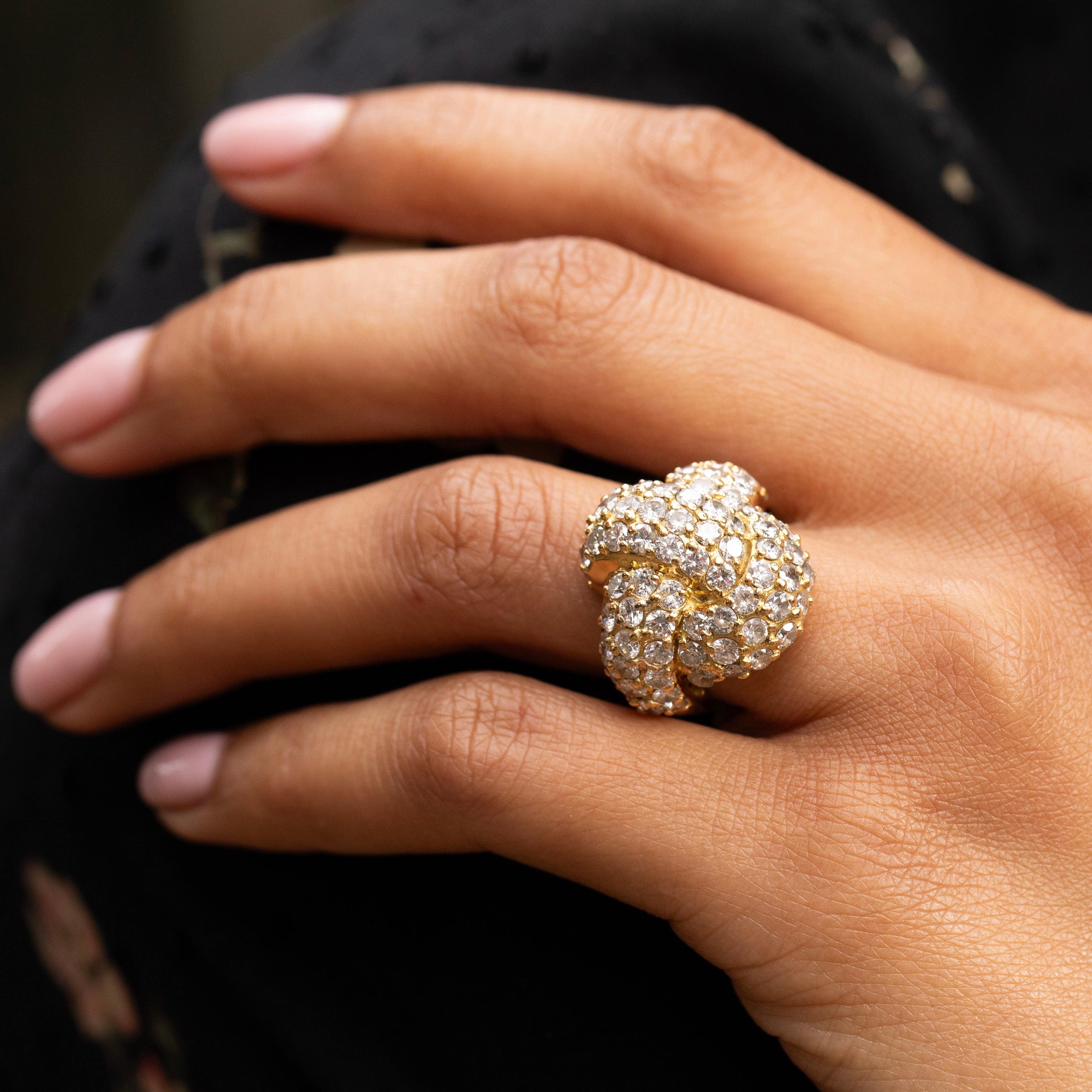 Diamond and 18K Gold Knot Cocktail Ring