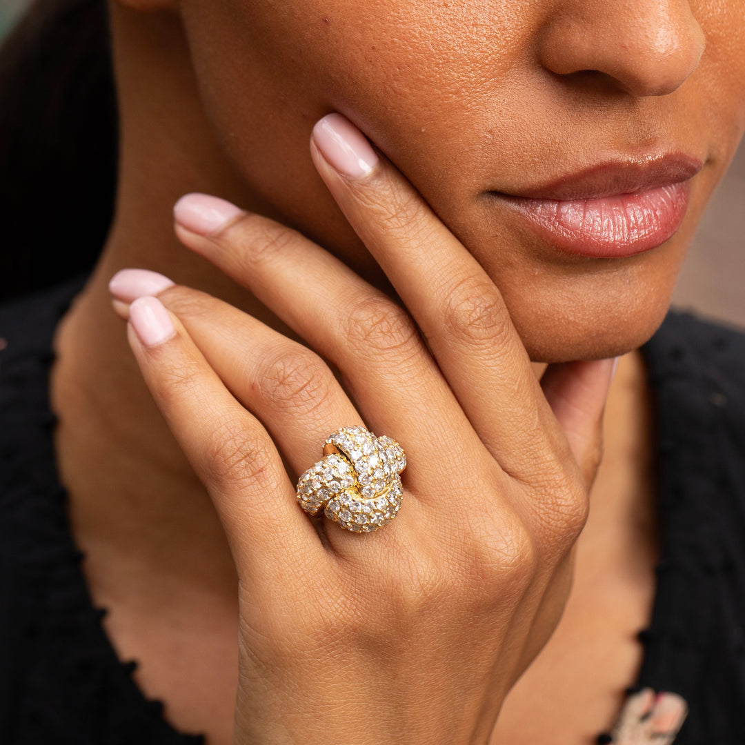 Diamond and 18K Gold Knot Cocktail Ring