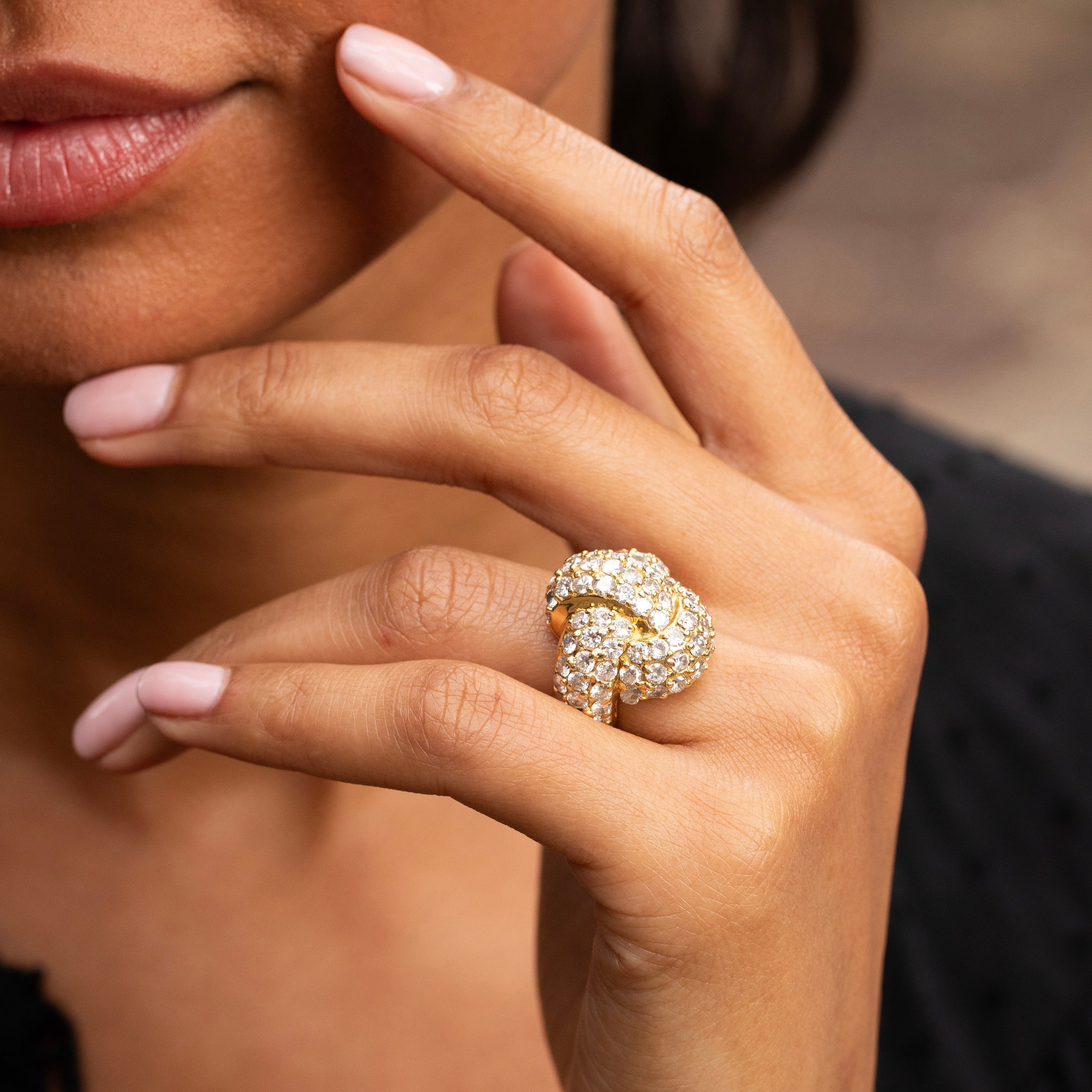 Diamond and 18K Gold Knot Cocktail Ring