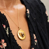 Victorian Lion's Head 14K Gold, Diamond, and Ruby Locket Necklace