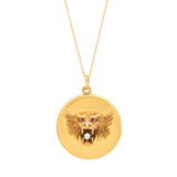 Victorian Lion's Head 14K Gold, Diamond, and Ruby Locket Necklace