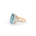 1940s Aquamarine, Diamond, Platinum, And 14K Gold Cocktail Ring