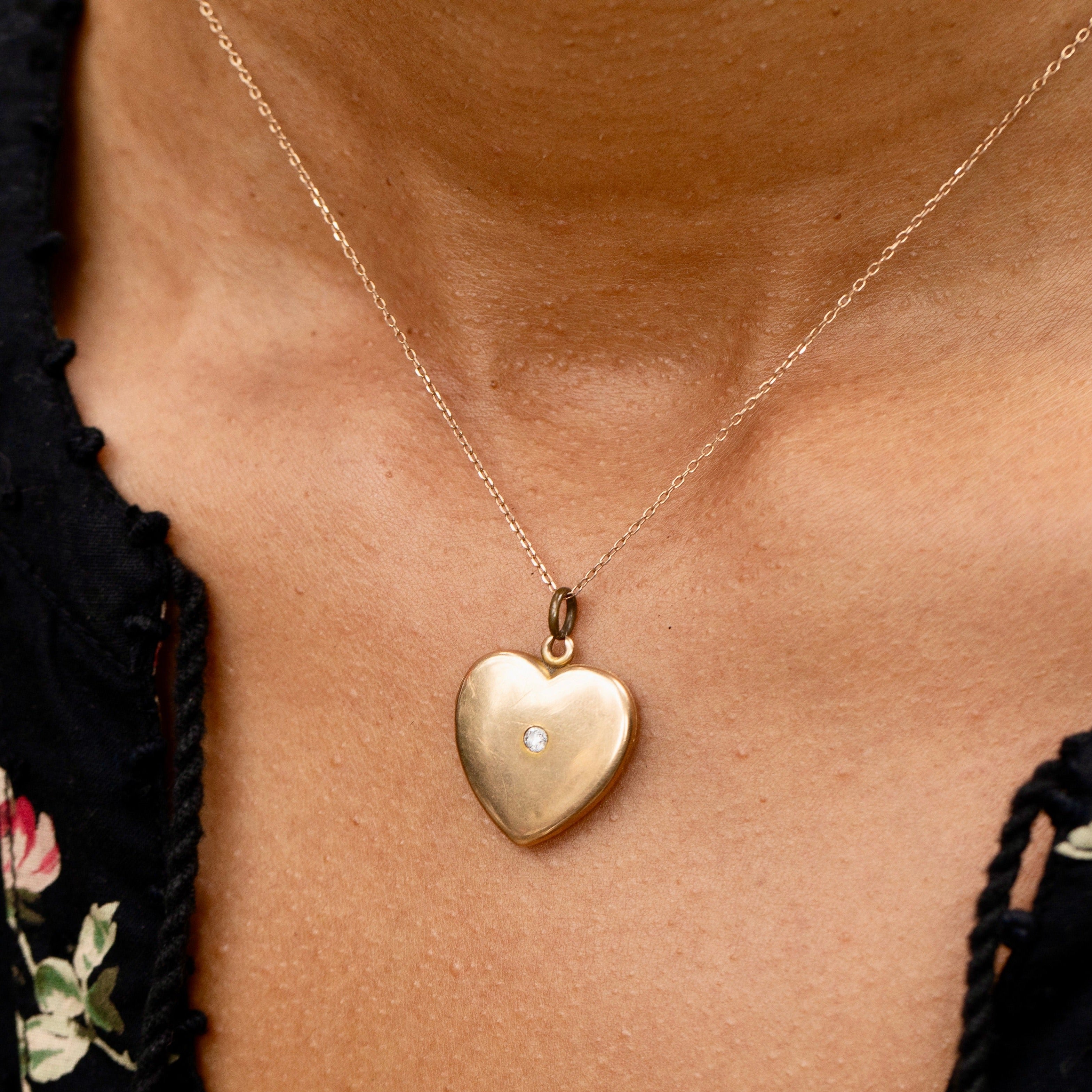 Victorian Diamond and 14K Gold Heart Locket