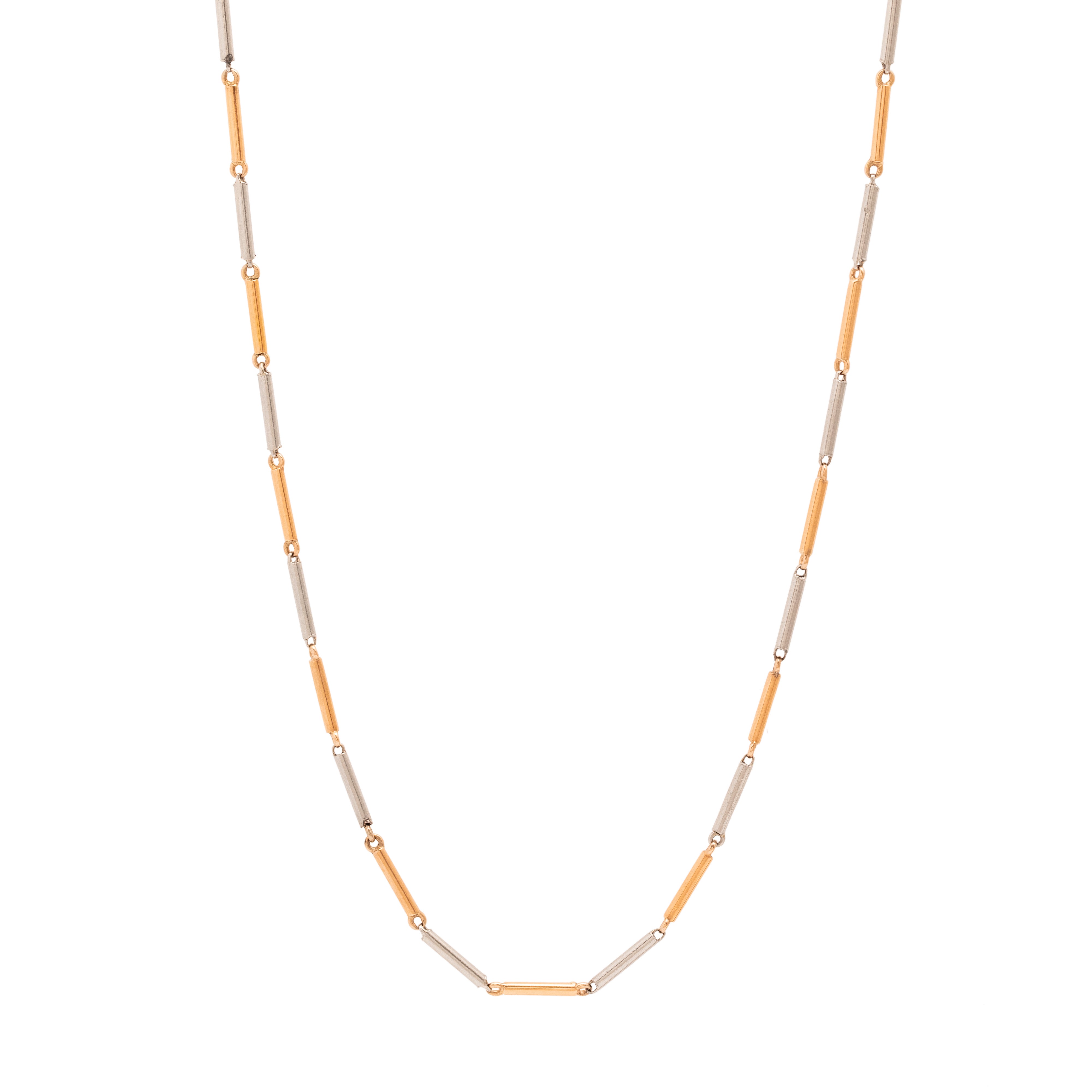 Art Deco Platinum and 14K Rose Gold 16" Chain Necklace