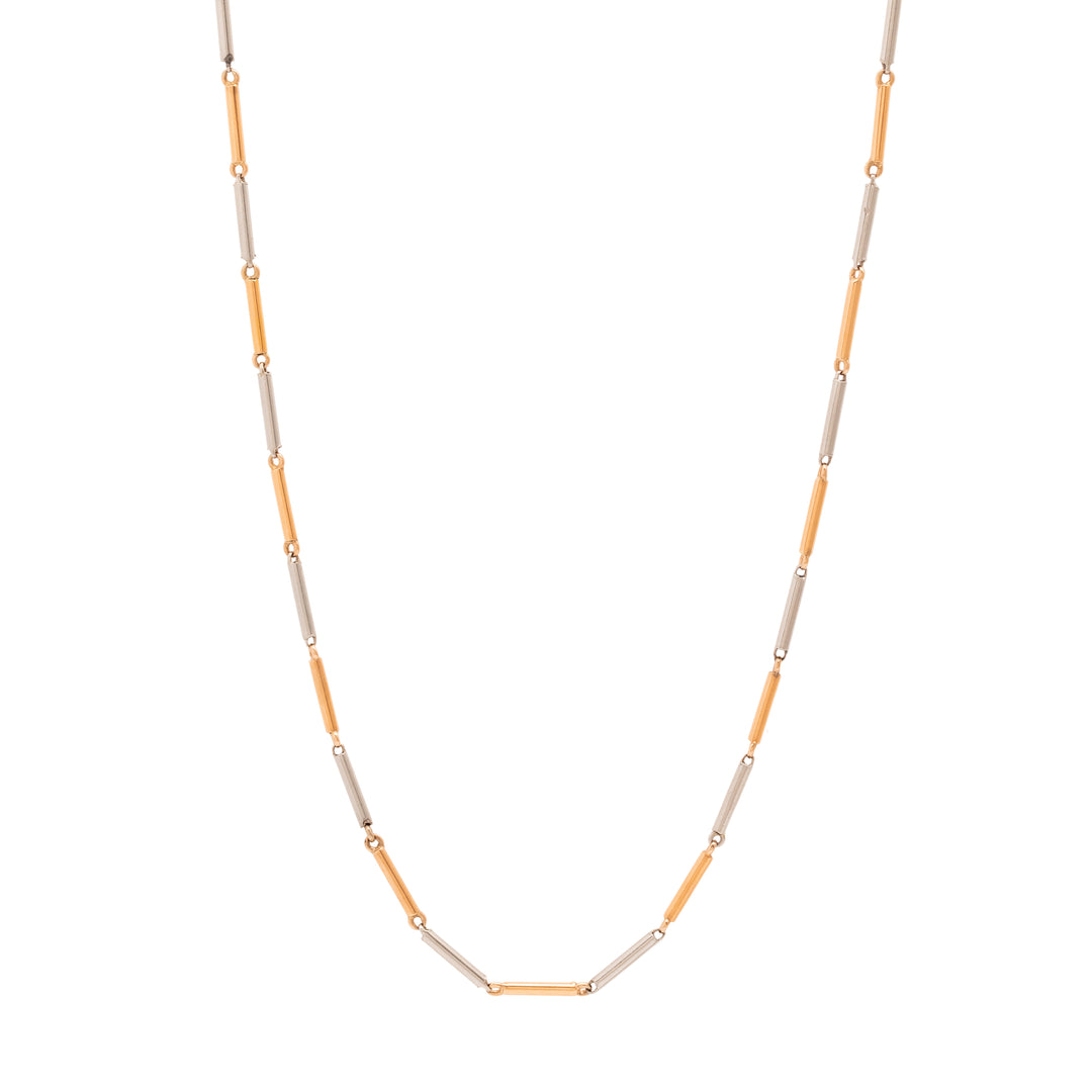 Art Deco Platinum and 14K Rose Gold 16" Chain Necklace