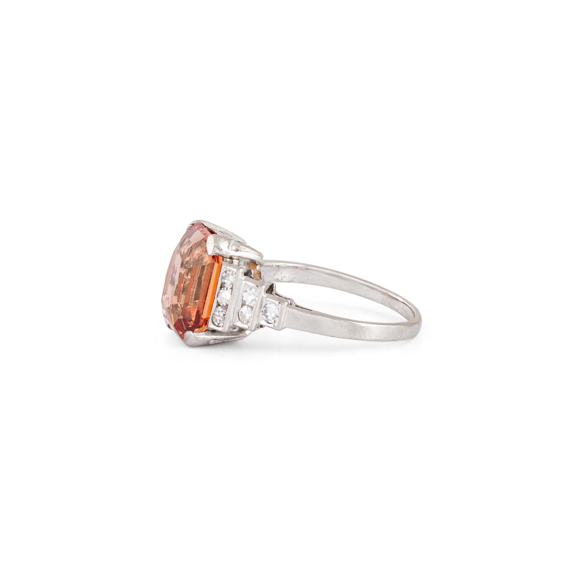 Imperial Topaz, Diamond, and Platinum Ring