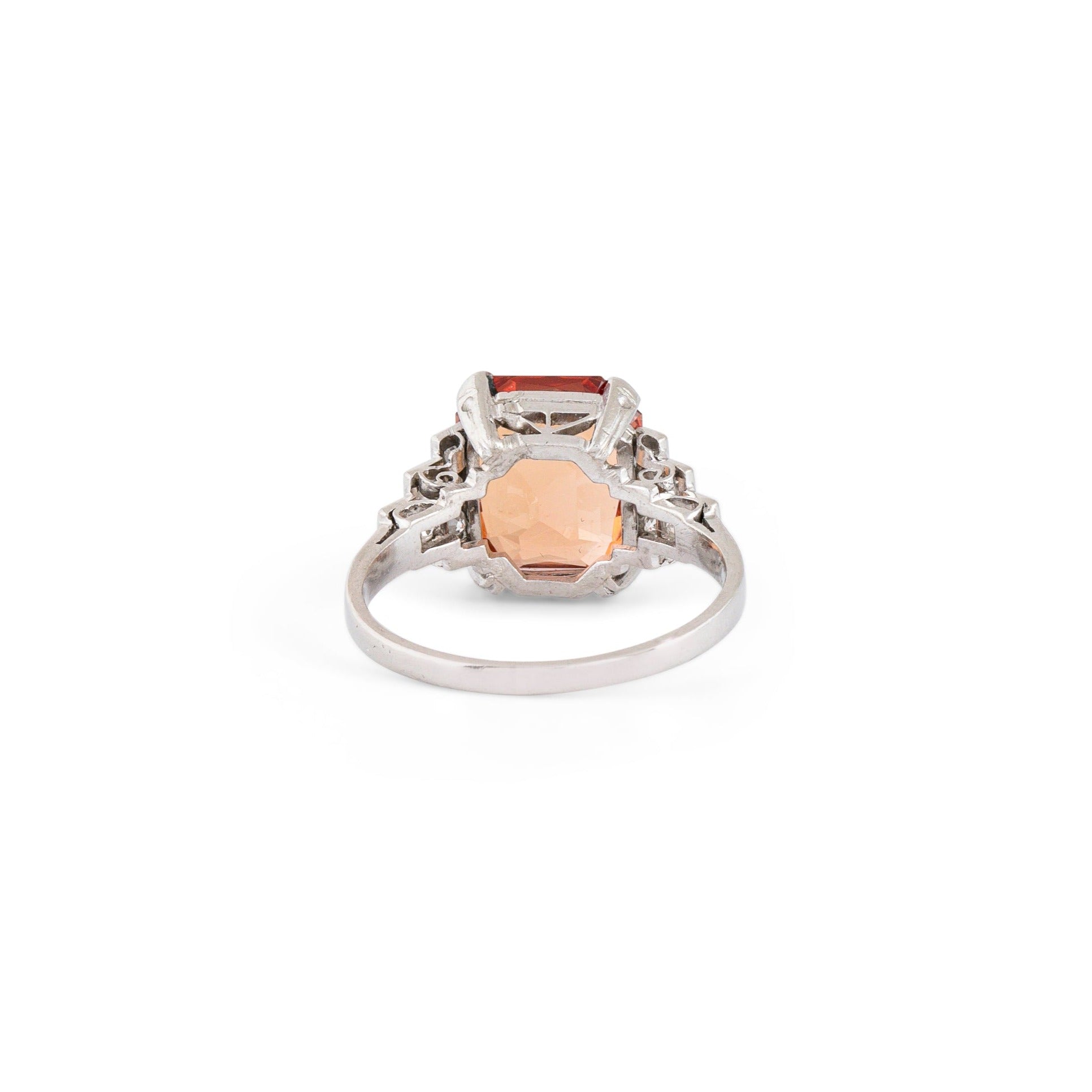 Imperial Topaz, Diamond, and Platinum Ring