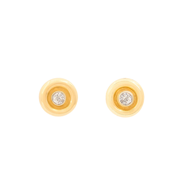 Diamond and 14K Gold Round Stud Earrings