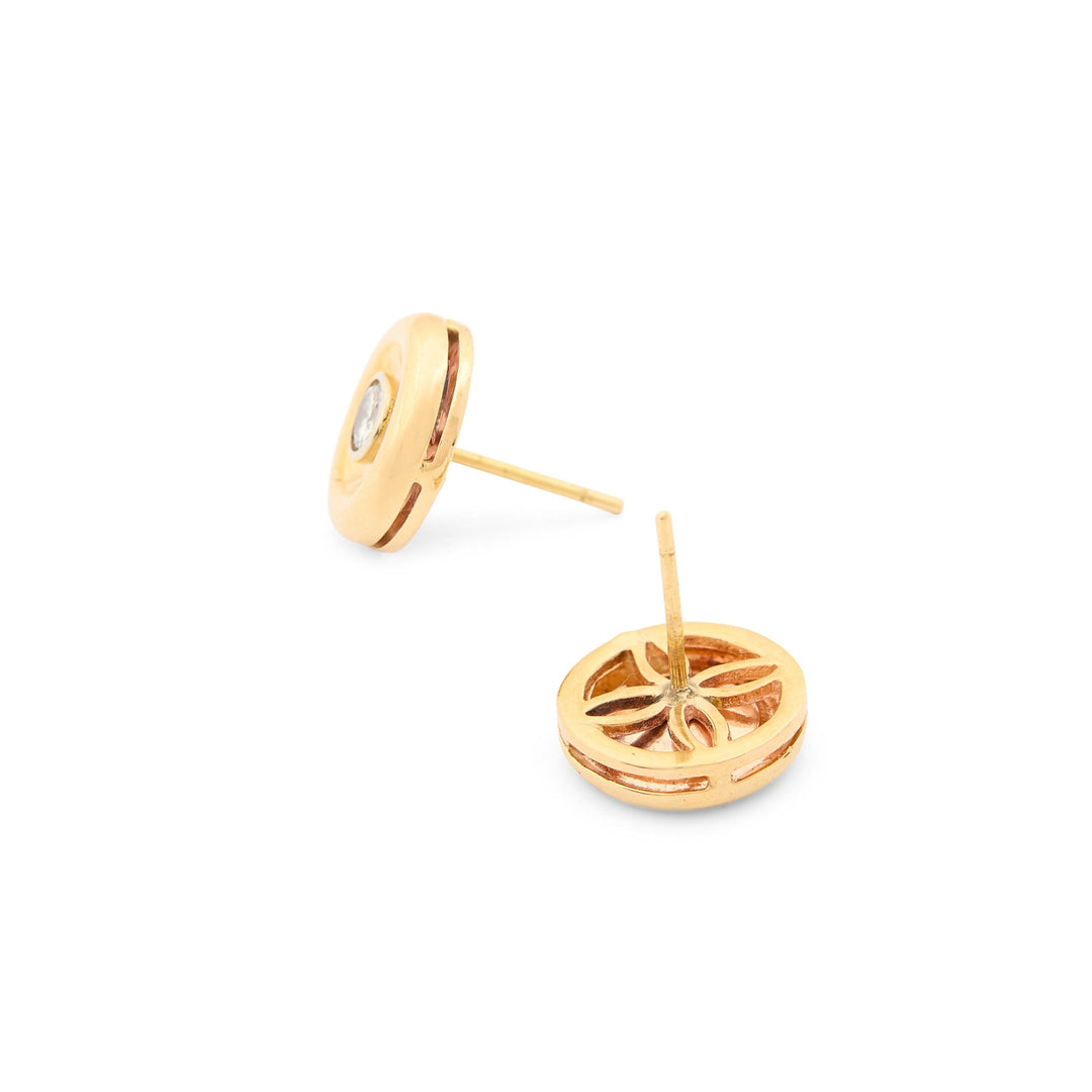 Diamond and 14K Gold Round Stud Earrings