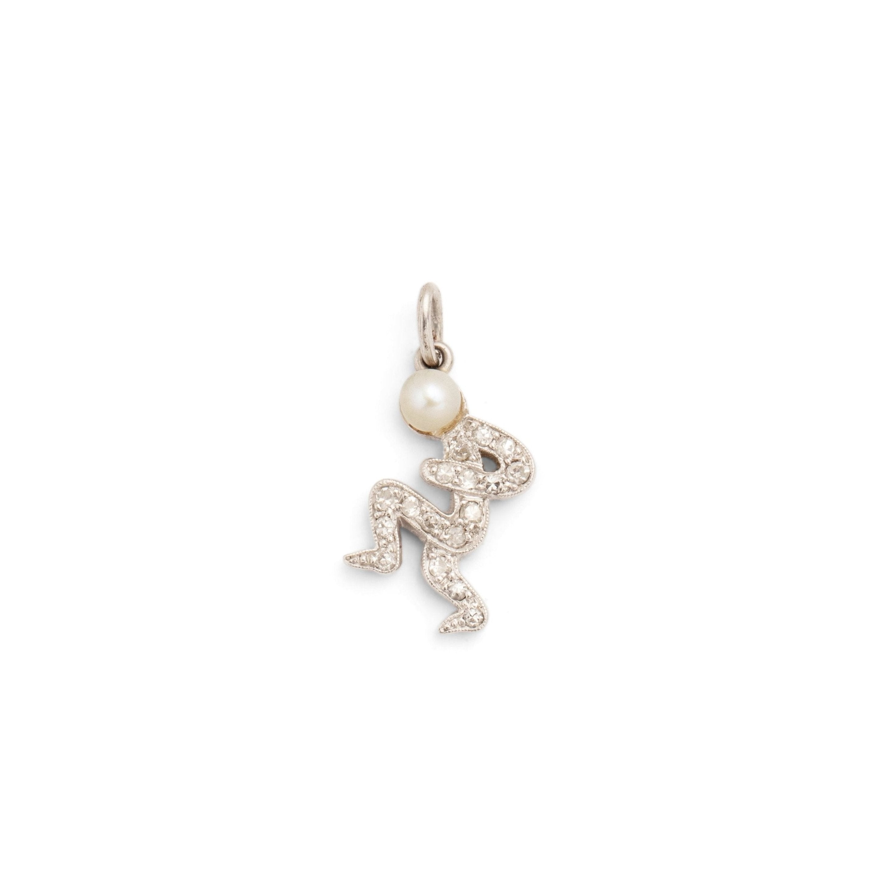 Art Deco Diamond, Pearl, And Platinum Figure Charm