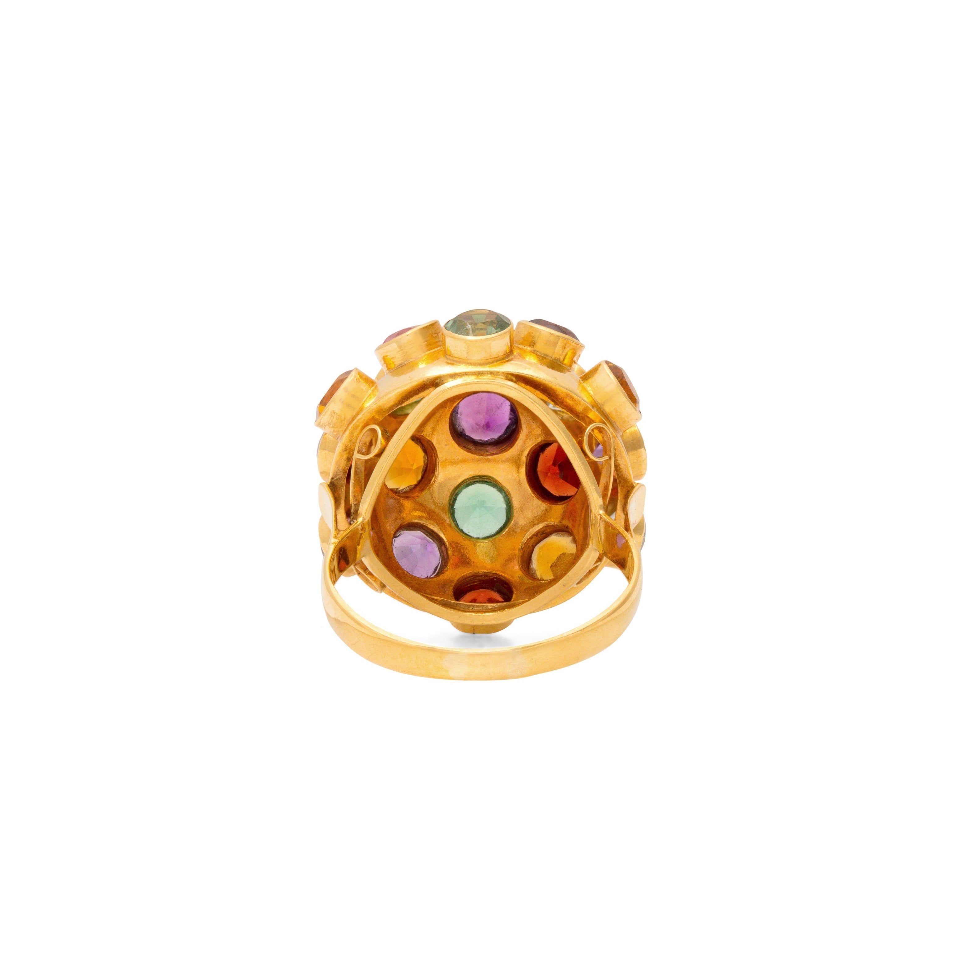 Sputnik Tourmaline and 18K Gold Ring