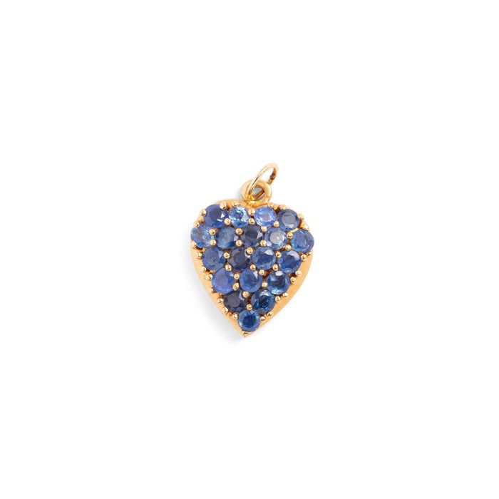 Sapphire and 14K Gold Heart Charm