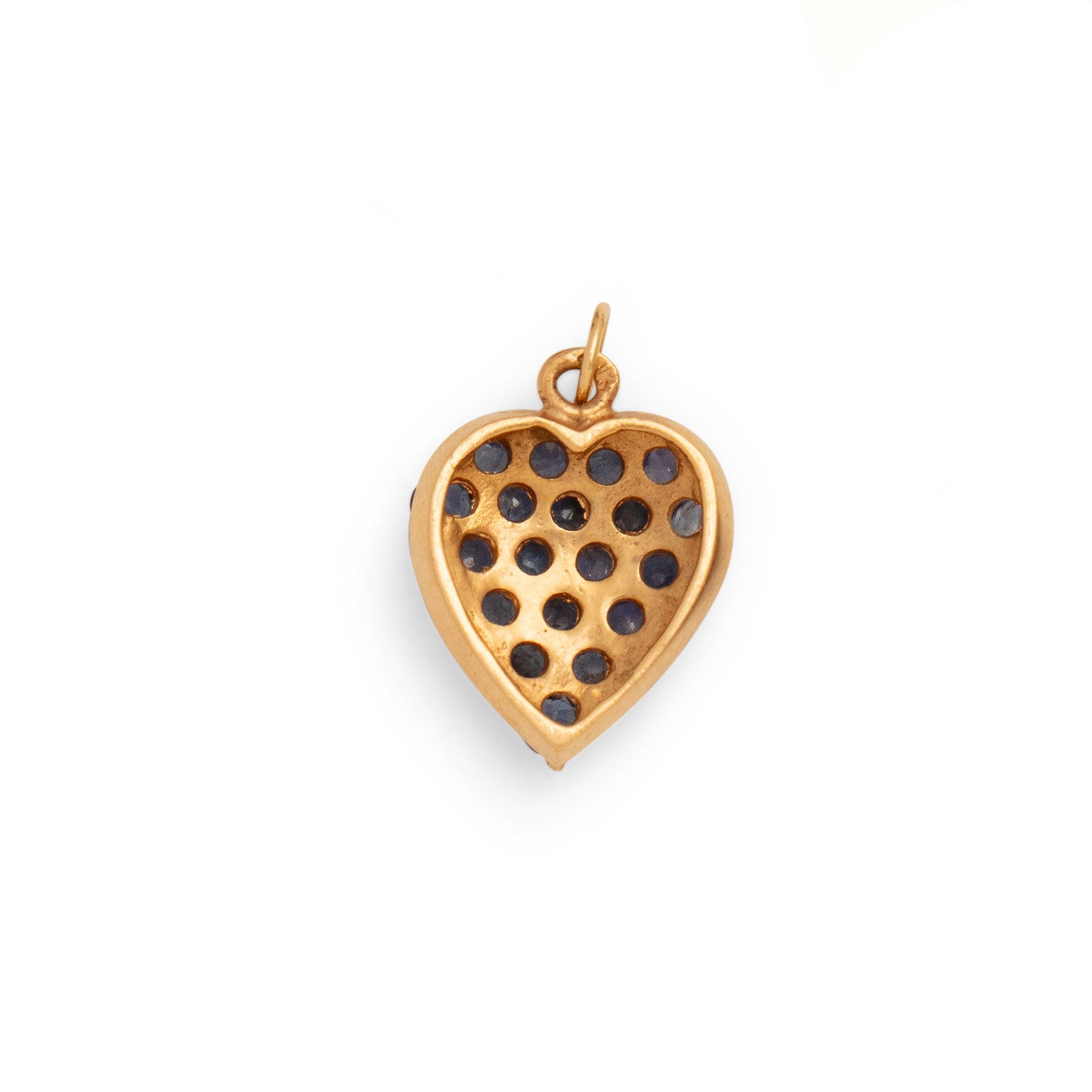 Sapphire and 14K Gold Heart Charm