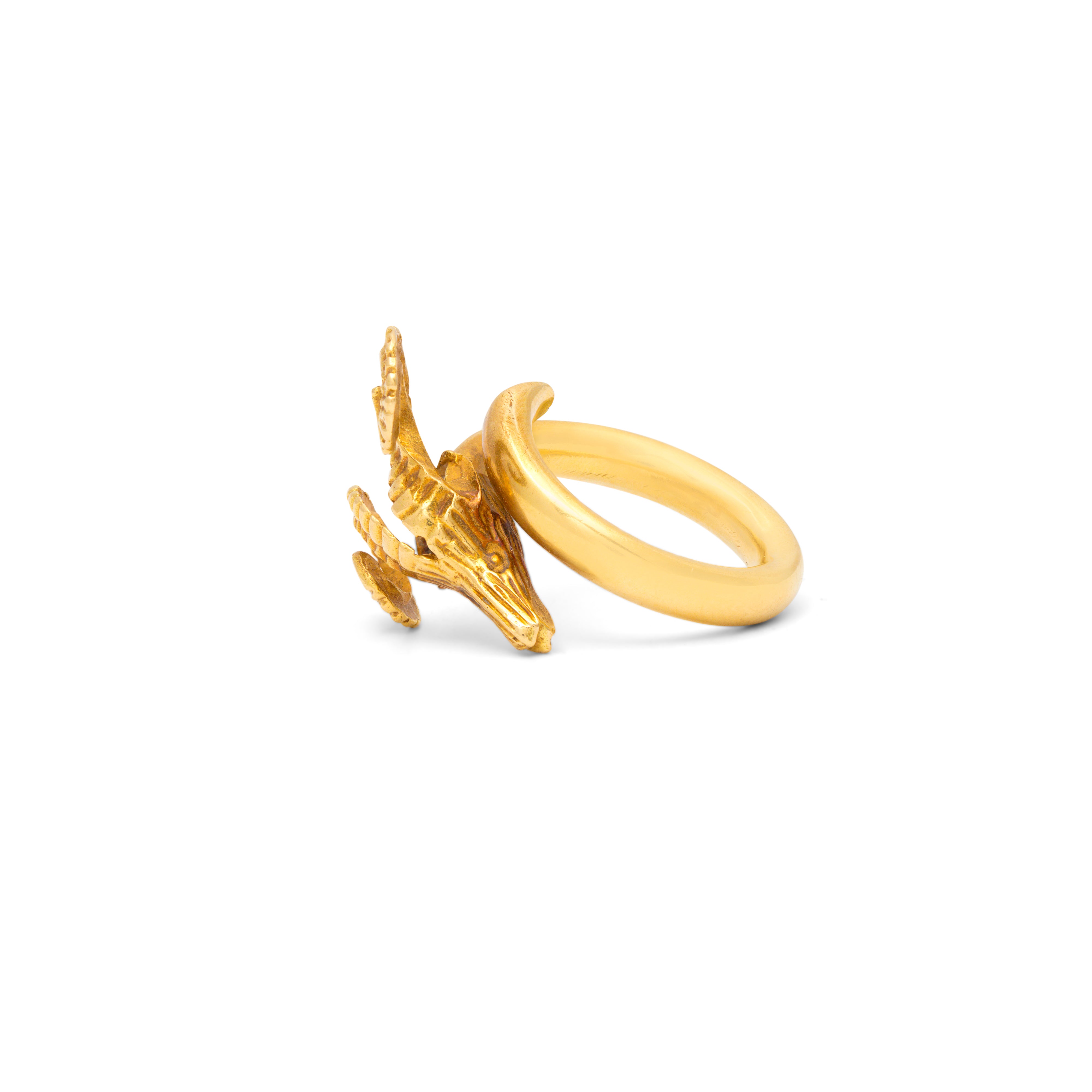 Greek 18K Gold Rams Head Gold Ring