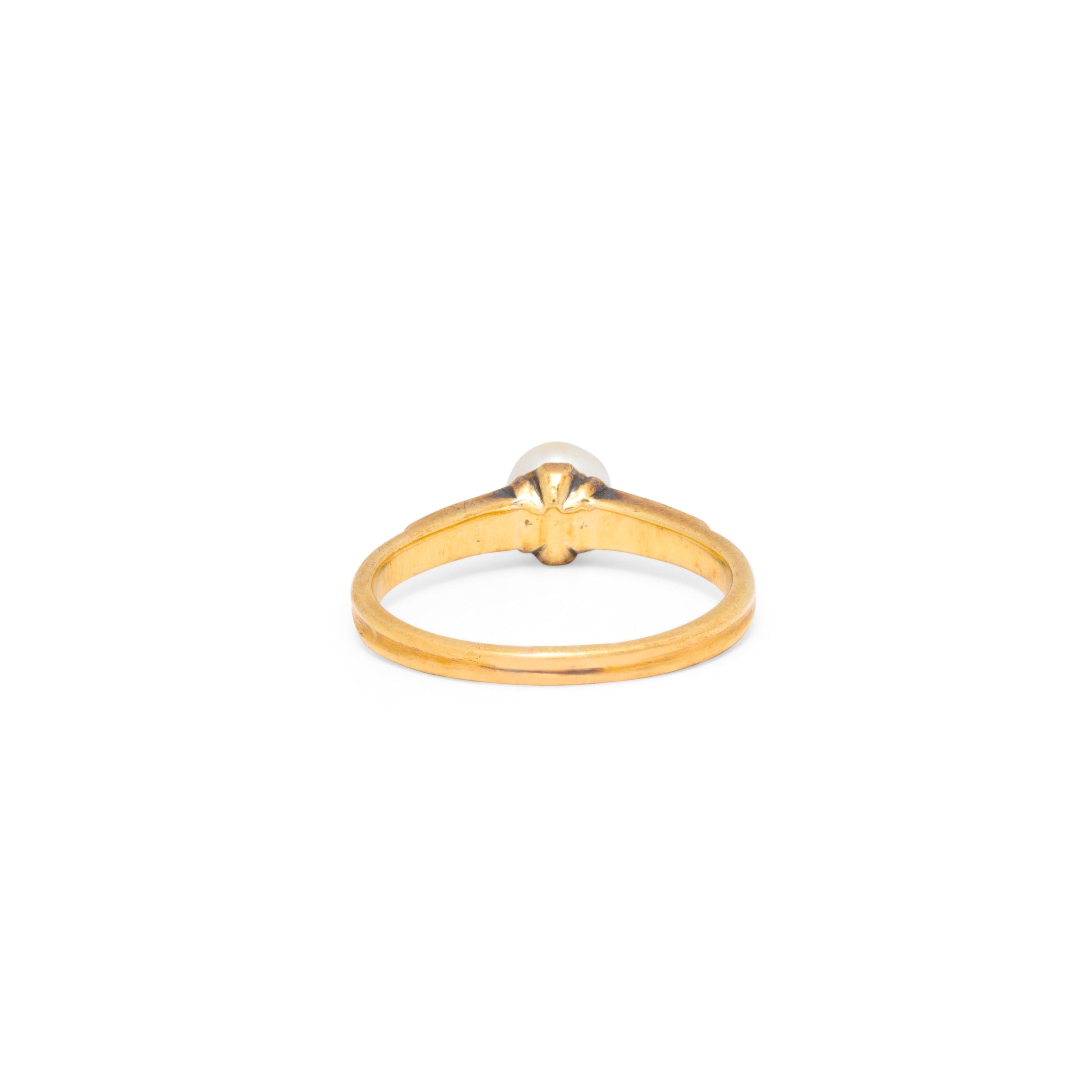 Victorian Pearl, Rose Cut Diamond, and 18K Gold Ring