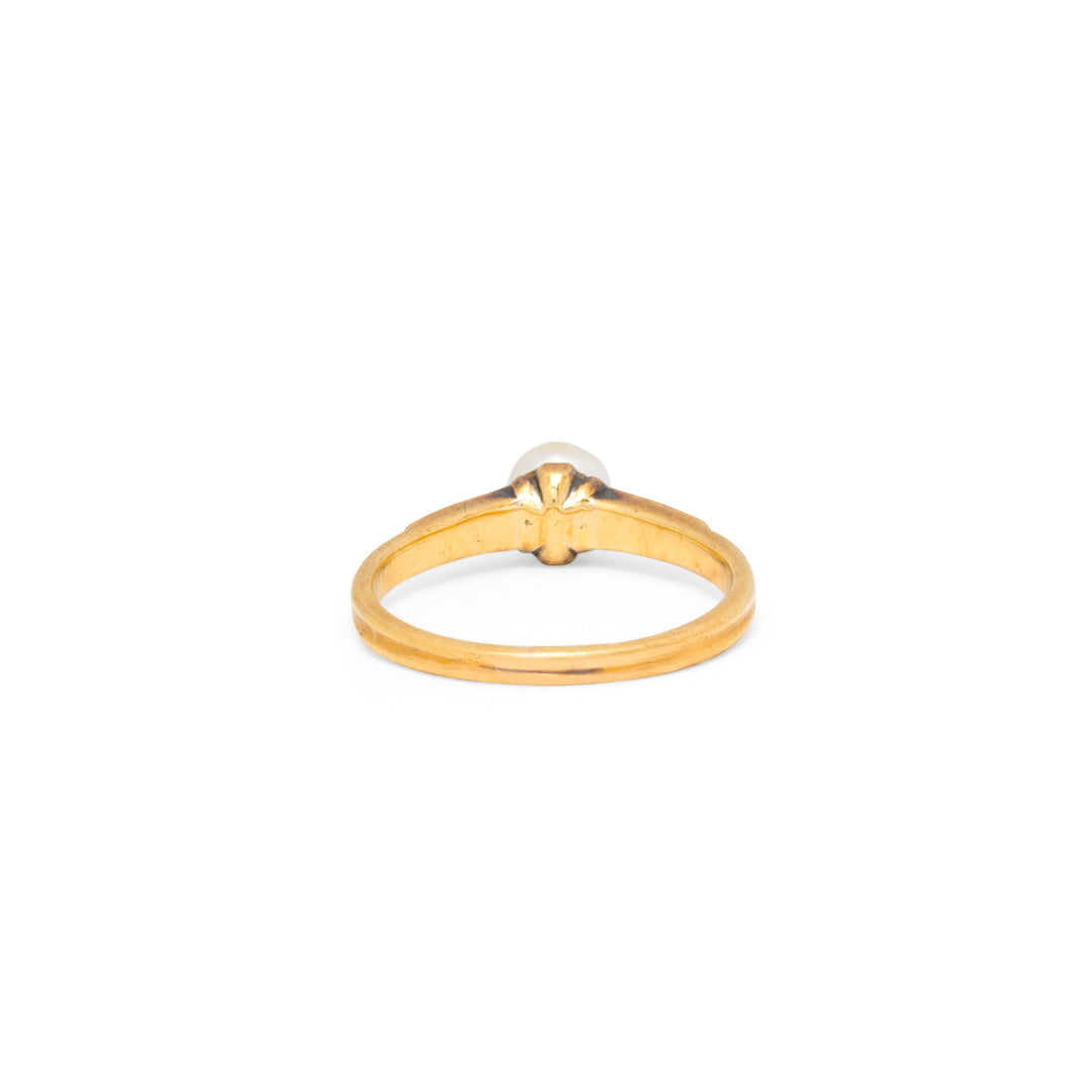 Victorian Pearl, Rose Cut Diamond, and 18K Gold Ring