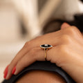 Onyx, Diamond, and 14K Gold Navette Ring