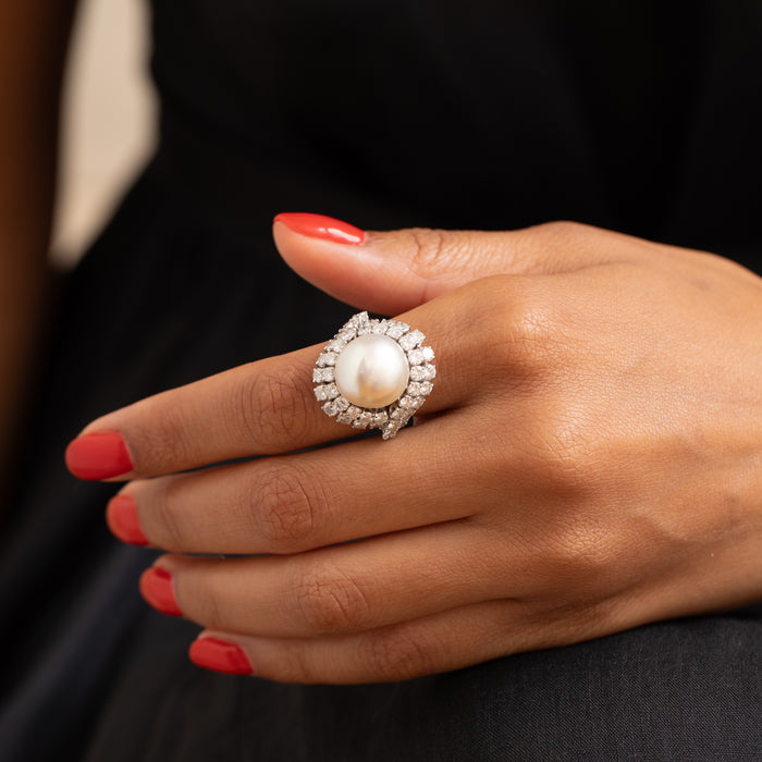 1950s Pearl, Diamond, and Platinum Ring