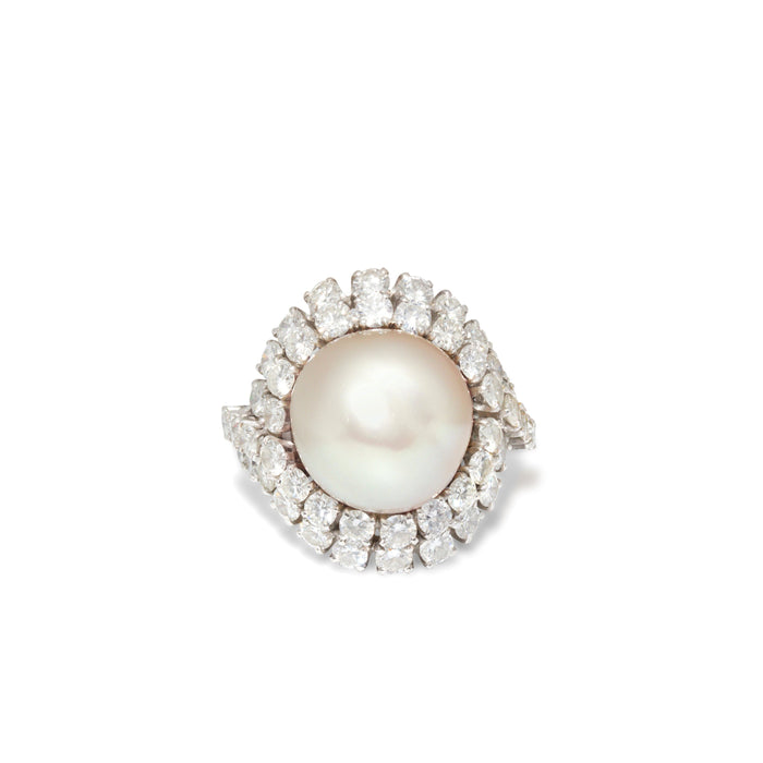 1950s Pearl, Diamond, and Platinum Ring